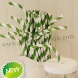 Kelly Green Striped Bendy Paper Straws 500pcs