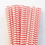Horizontal Stripe Bright Red Circle Paper Straws 500 Pcs