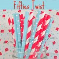 200pcs Fifties Twist Theme Paper Straws Mixed