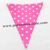 Deep Pink Polka Dot Party Paper Flags 20 Strings