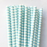 Horizontal Stripe Light Blue Circle Paper Straws 500 Pcs