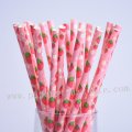 Fruit Light Pink Strawberry Paper Straws 500pcs