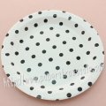 9" Round Paper Plates Black Polka Dot 60pcs