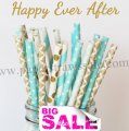 250pcs HAPPY EVER AFTER Paper Straws Mixed