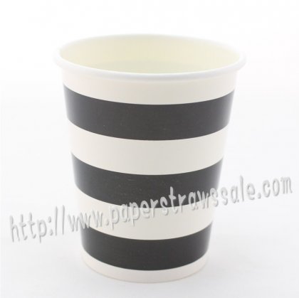 90Z Black Striped Paper Drinking Cups 120pcs