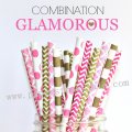 250pcs GLAMOROUS Themed Paper Straws Mixed