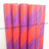 Halloween Paper Straws Purple Red Stripe 500pcs