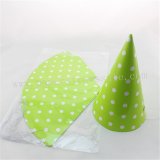 48pcs Green Paper Party Hats White Polka Dot