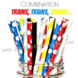 200pcs TRAINS Themed Party Paper Straws Mixed