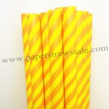 Peach Yellow Striped Paper Drinking Straws 500pcs