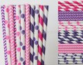 300pcs Pink and Purple Party Paper Straws Mixed