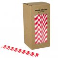 250 pcs/Box Bright Red Stripe Paper Straws