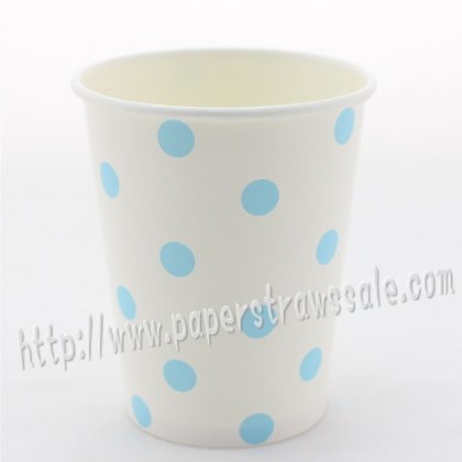 90Z Blue Polka Dot Paper Drinking Cups 120pcs