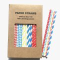 100 Pcs/Box Mixed Blue Red Yellow Circus Party Paper Straws