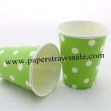 90Z Green Paper Drinking Cups White Dot 120pcs