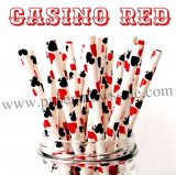 Casino Red Playing Cards Print Paper Straws 500pcs