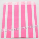 Hot Pink Vertical Striped Paper Favor Bags 400pcs