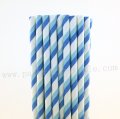 Blue and Light Blue Striped Paper Straws 500pcs