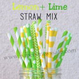 250pcs Lemon and Lime Paper Straws Mixed