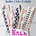 250pcs SAILOR GIRLS DELIGHT Theme Paper Straws Mixed