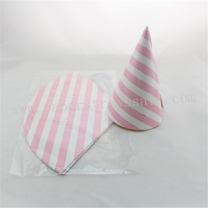 48pcs Pink Striped Paper Party Hats