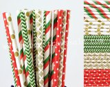 250pcs Green Red and Gold Paper Straws Mixed