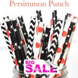 250pcs PERSIMMON PUNCH Themed Paper Straws Mixed
