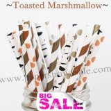 250pcs TOASTED MARSHMALLOWS Paper Straws Mixed