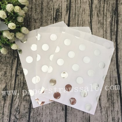 200pcs Silver Foil Polka Dot Paper Candy Favor Bags