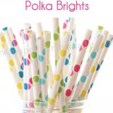 250pcs POLKA BRIGHTS Themed Paper Straws Mixed