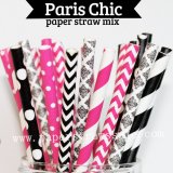 175pcs Paris Chic Party Paper Straws Mixed