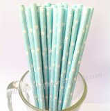 Light Blue Paper Drinking Straws with Stars 500pcs