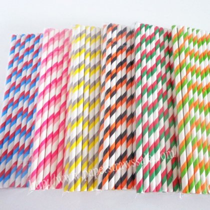 Double Striped Paper Straws 1200pcs Mixed 6 Colors