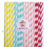 200pcs Colorful Striped Paper Drinking Straws Mixed