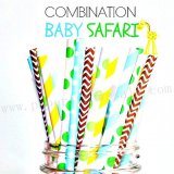 200pcs BABY SAFARI Themed Paper Straws Mixed