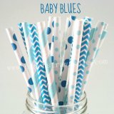 250pcs BABY BLUES Themed Paper Straws Mixed
