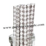 Gray Harlequin Diamond Paper Drinking Straws 500pcs