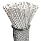 Metallic Silver Foil With Star Paper Straws 500 pcs
