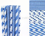 300pcs Bright Royal Blue Party Paper Straws Mixed