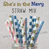 250pcs She's In the Navy Paper Straws Mixed