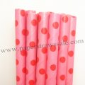 Red Swiss Dot Pink Paper Drinking Straws 500pcs