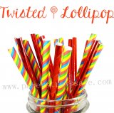 200pcs Twisted Lollipop Carnival Paper Straws Mixed