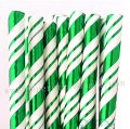 Christmas Green Foil Stripe Paper Straws 500pcs
