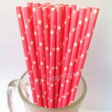 White Star Hot Pink Paper Drinking Straws 500pcs