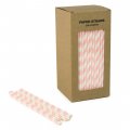 250 pcs/Box Light Pink Stripe Paper Straws