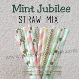 250pcs Mint Jubilee Theme Paper Straws Mixed