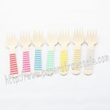 Striped Wooden Forks 350pcs Mixed 7 Colors