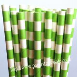Lime Green Circle Stripe Printed Paper Straws 500pcs