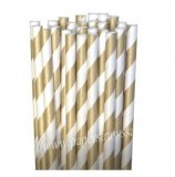 Gold Striped Paper Drinking Straws 500pcs