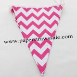Deep Pink Chevron Paper Bunting Flags 20 Strings